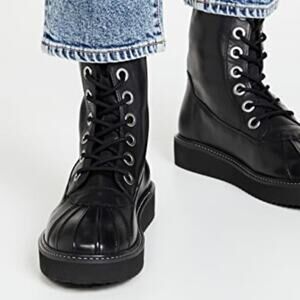 NWOT Black Platform Leather Moto Combat Boots Made in Brazil Size 5